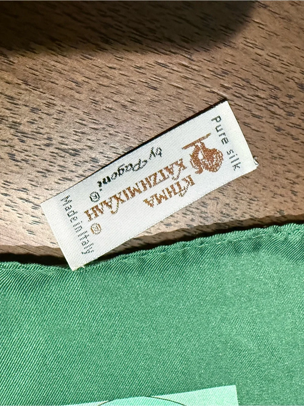 Green Silk Scarf with Winery design